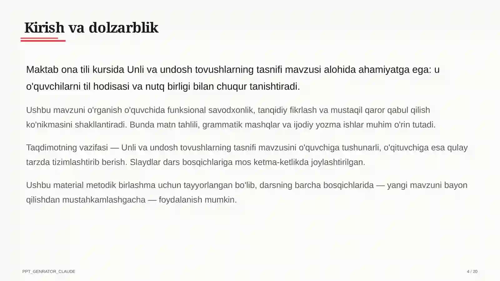 Unli va undosh tovushlarning tasnifi (5-sinf) 4