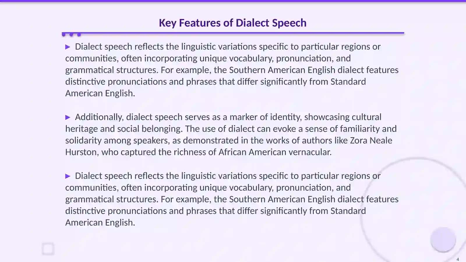 Literary Speech and Dialect Speech 4