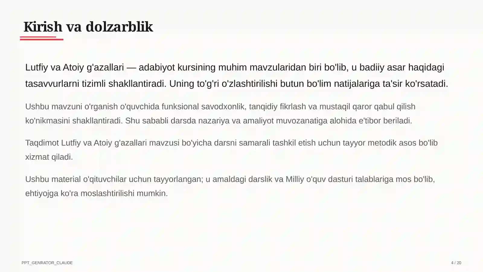 Lutfiy va Atoiy g'azallari (10-sinf) 4