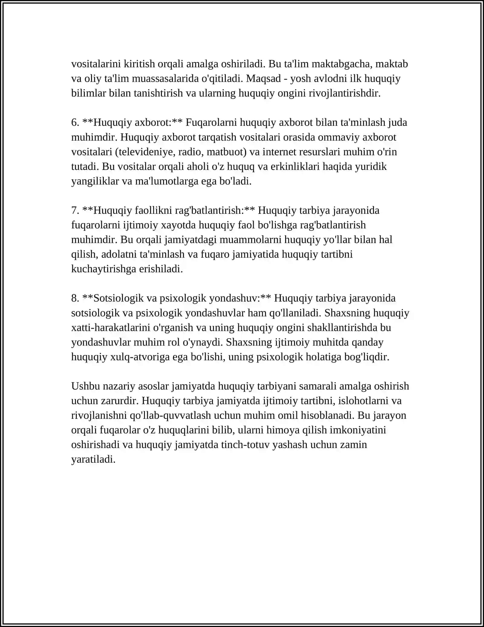 HUQUQIY TARBIYA NAZARIYASI VA AMALIYOTINING O‘ZIGA XOS XUSUSIYATLARI 4