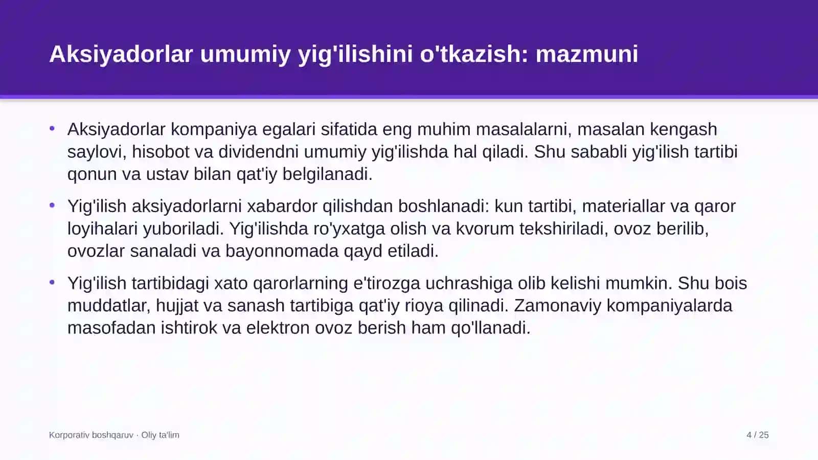Ekspeditorlik kompaniyalarida aksiyadorlar umumiy yig'ilishini o'tkazish 4