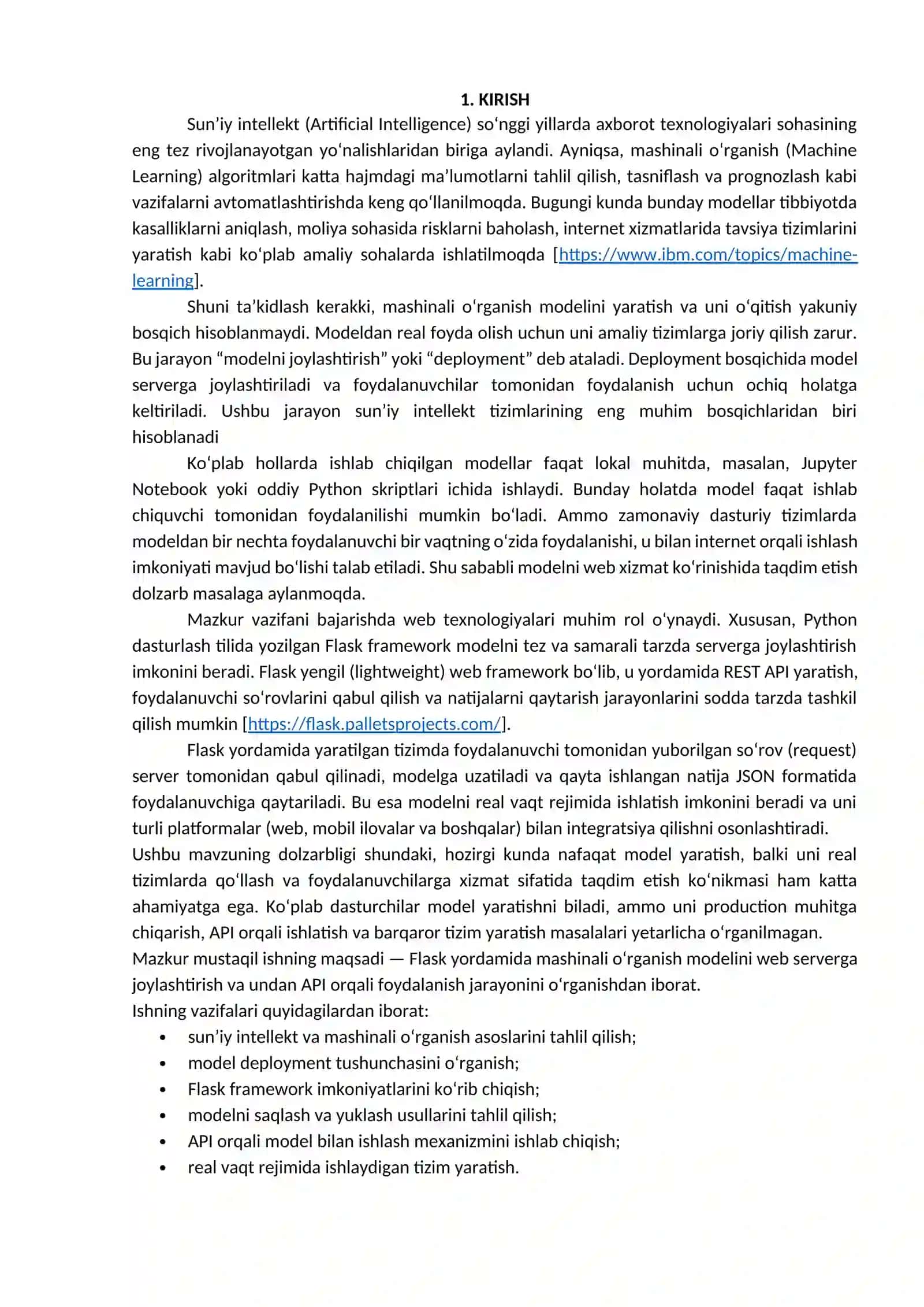 Modelni joylashtirish asoslari – Flask yordamida deployment 4