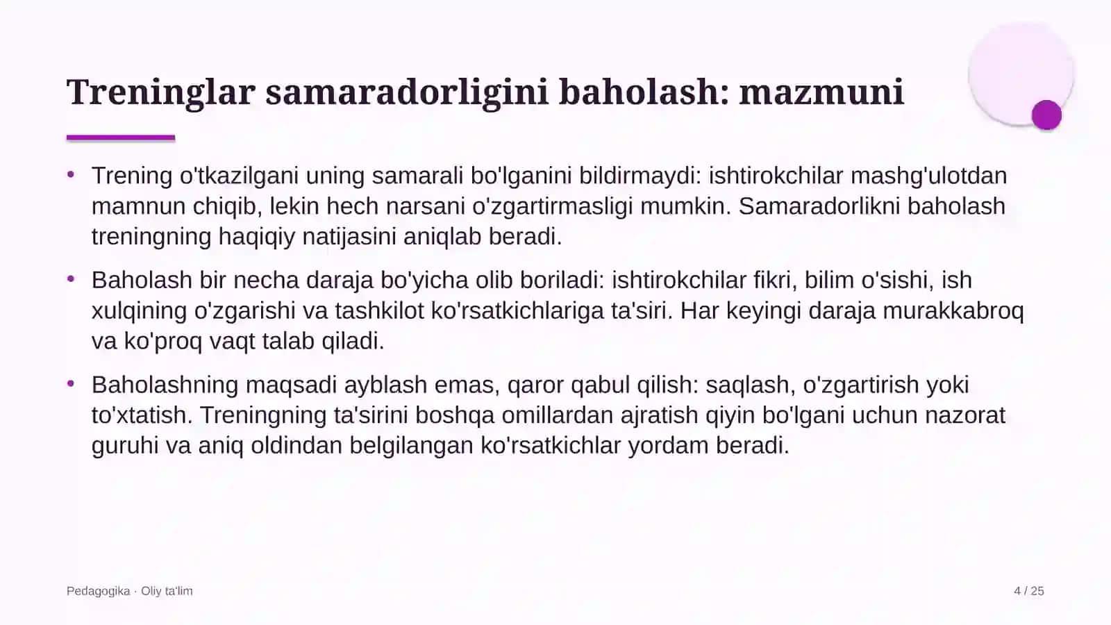 Elektr montaj ishlarida treninglar samaradorligini baholash 4