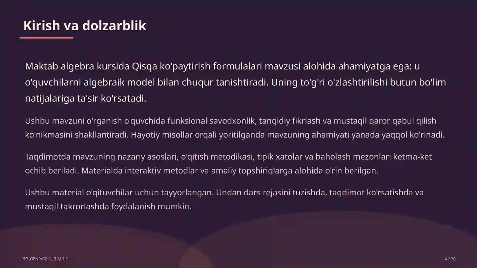 Qisqa ko'paytirish formulalari (7-sinf) 4