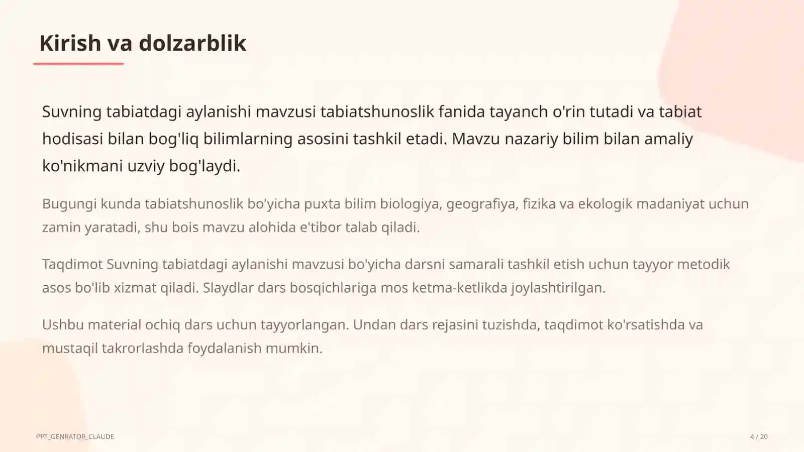 Suvning tabiatdagi aylanishi (2-sinf) 4