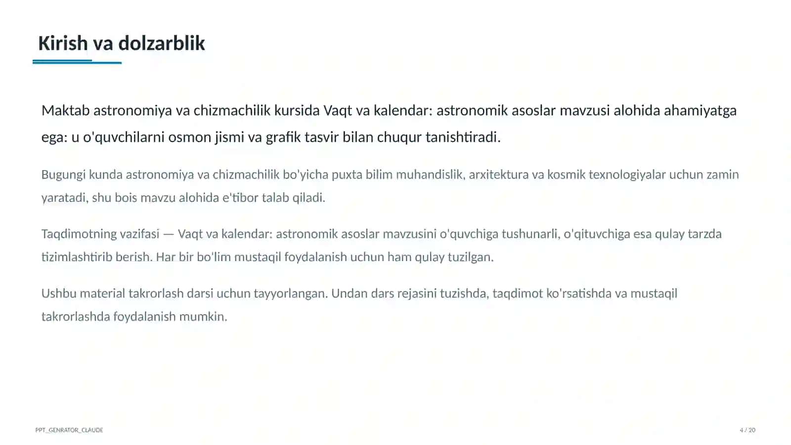 Vaqt va kalendar: astronomik asoslar (10-sinf) 4