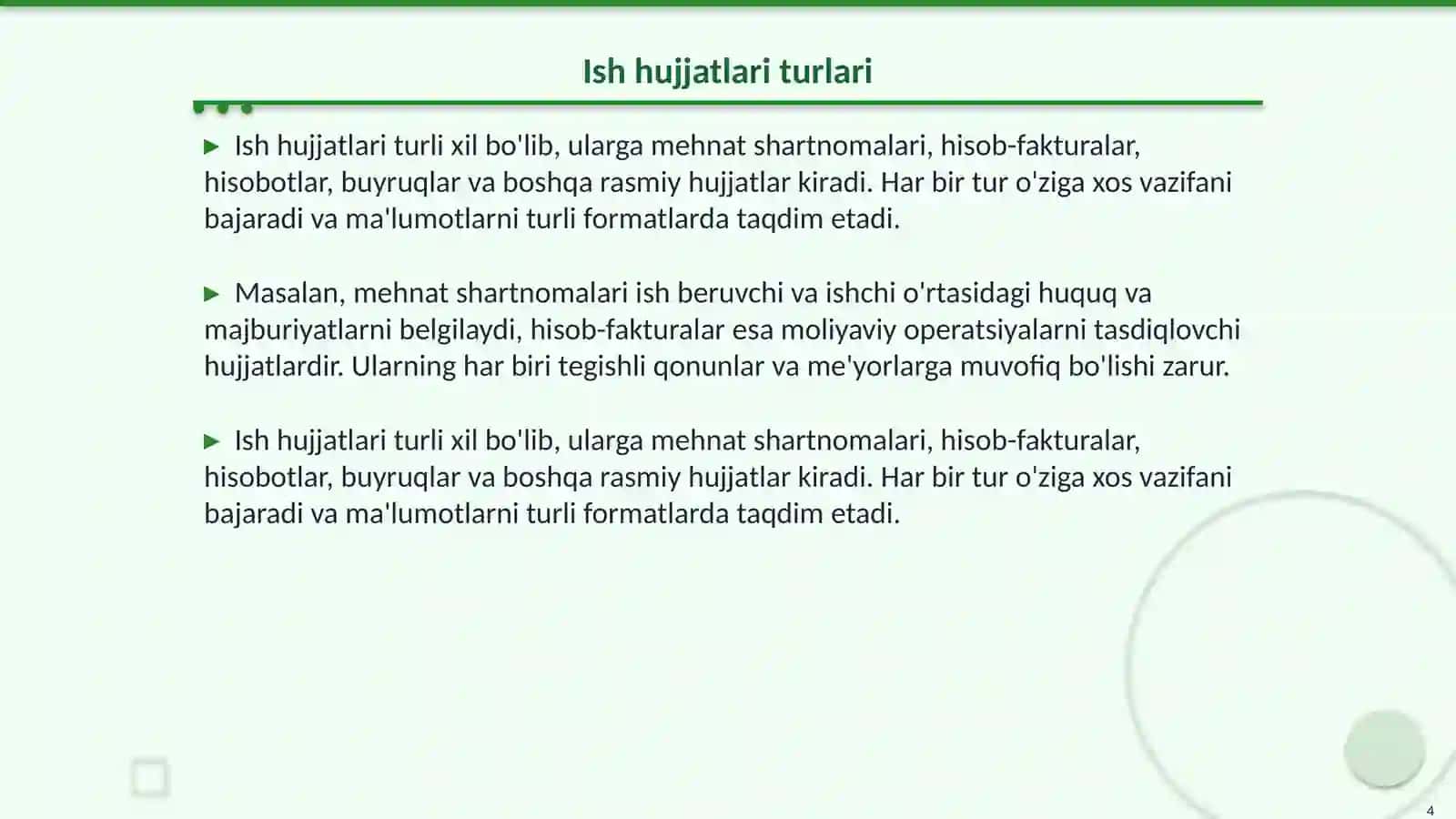 Ish hujjatlari va ularga qoʻyiladigan asosiy talablar 4