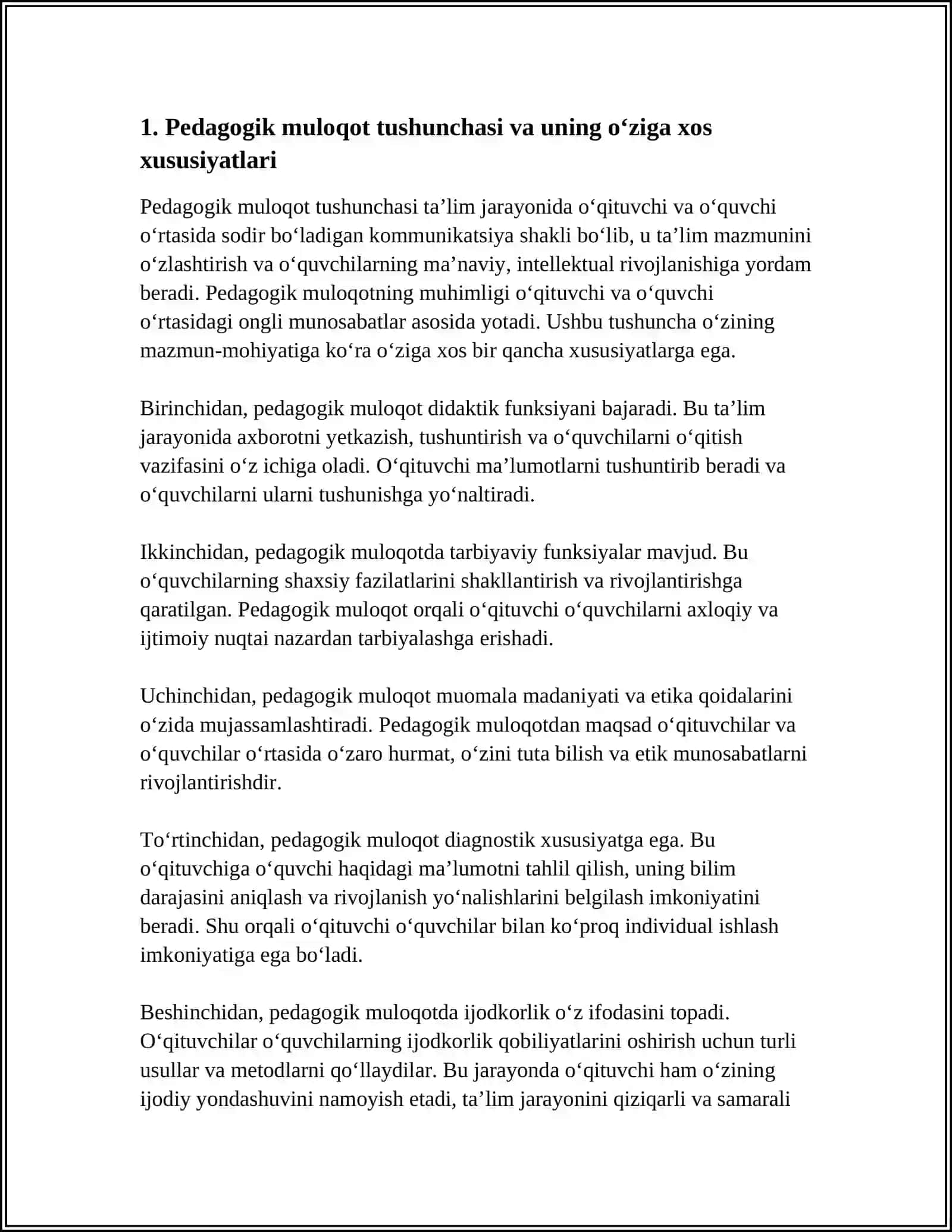 PEDOGOGIK MULOQOT TIZIMI VA UNI TASHKIL ETISH TEXNOLGIYASI 4