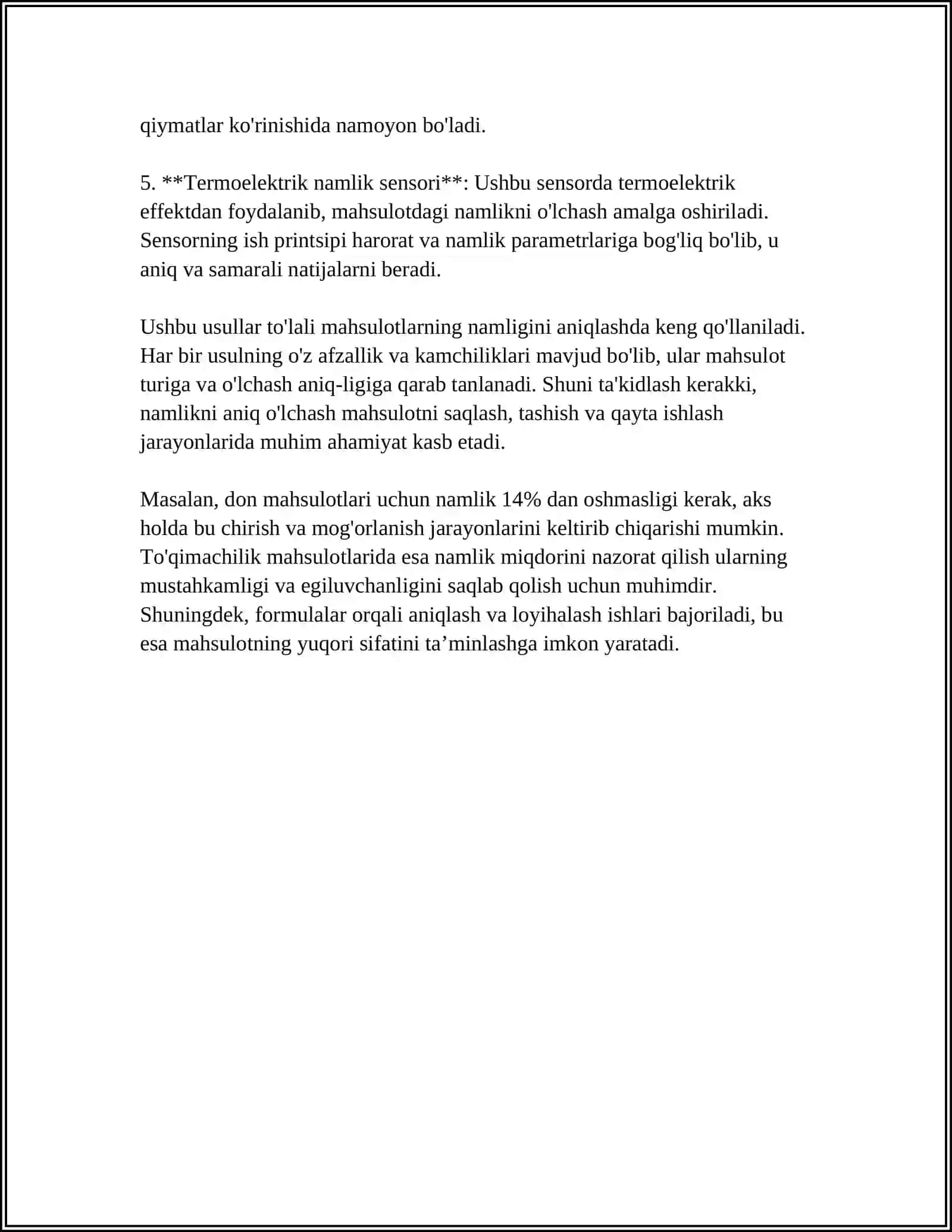 MT2- TOLALI MAHSULOTLAR NAMLIGINI QURITISH JAVONLARIDA ANIQLASH 4