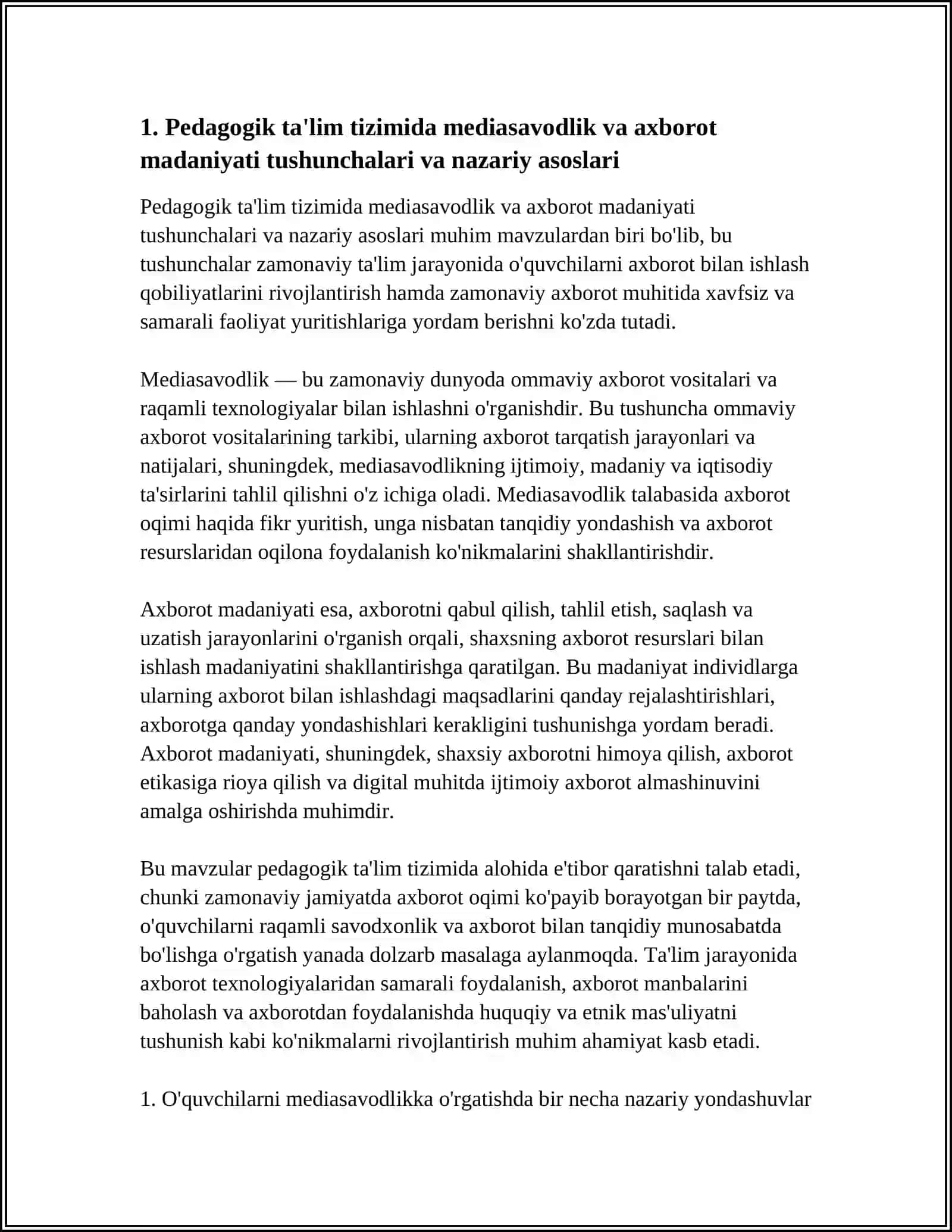 PEDAGOGIK TA'LIM TIZIMIDA MEDIASAVODLIK VA AXBOROT MADANIYATI 4