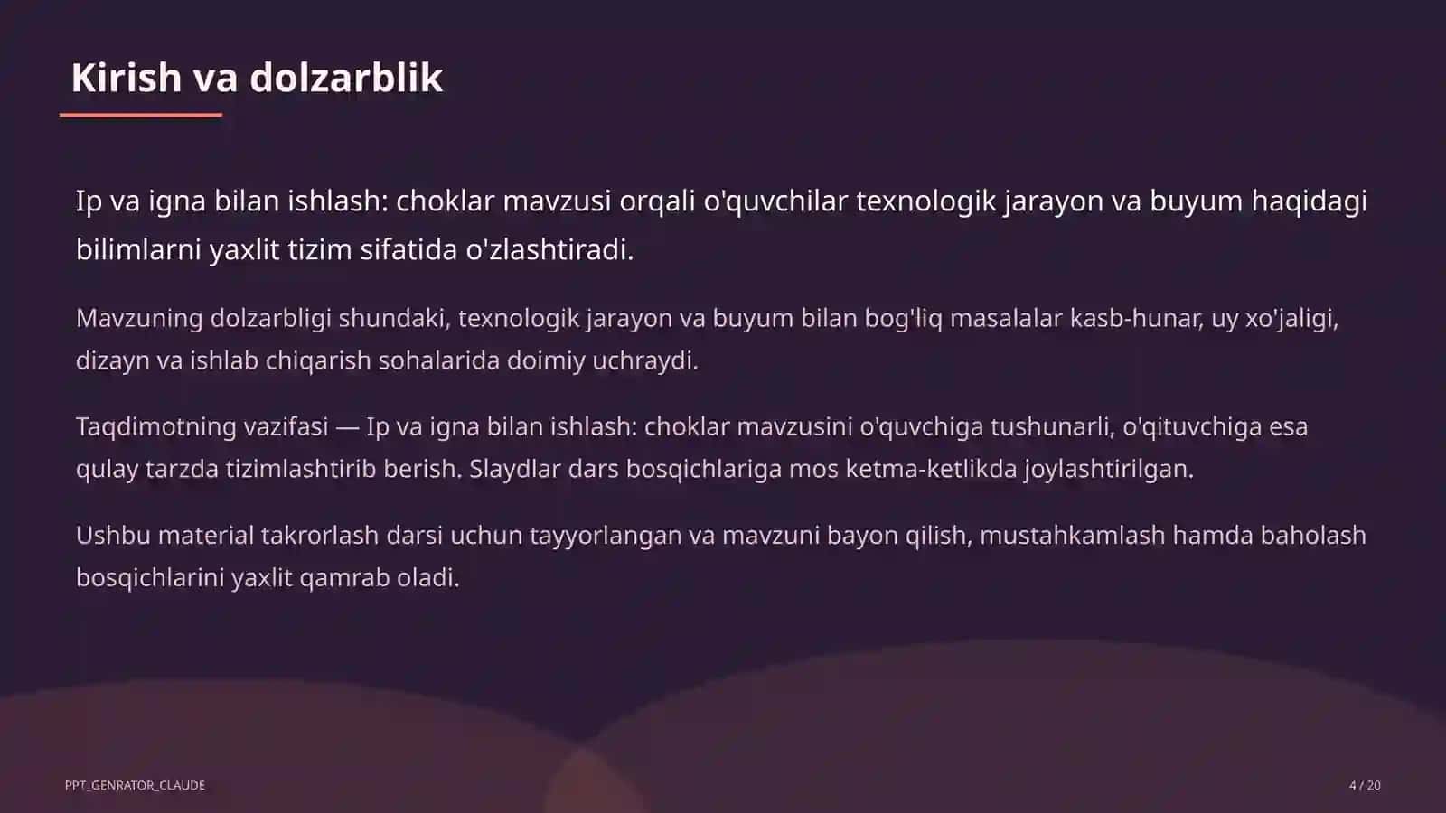 Ip va igna bilan ishlash: choklar (3-sinf) 4