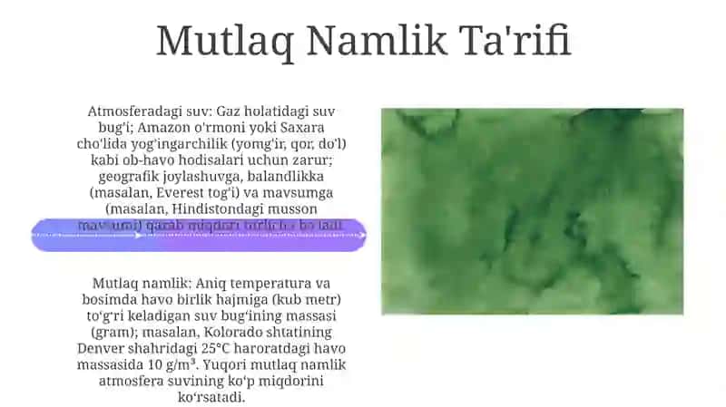 Atmosferadagi suvlar. Nisbiy va mutloq namlik 4