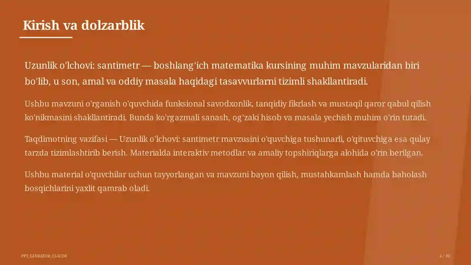 Dars rejasi 4