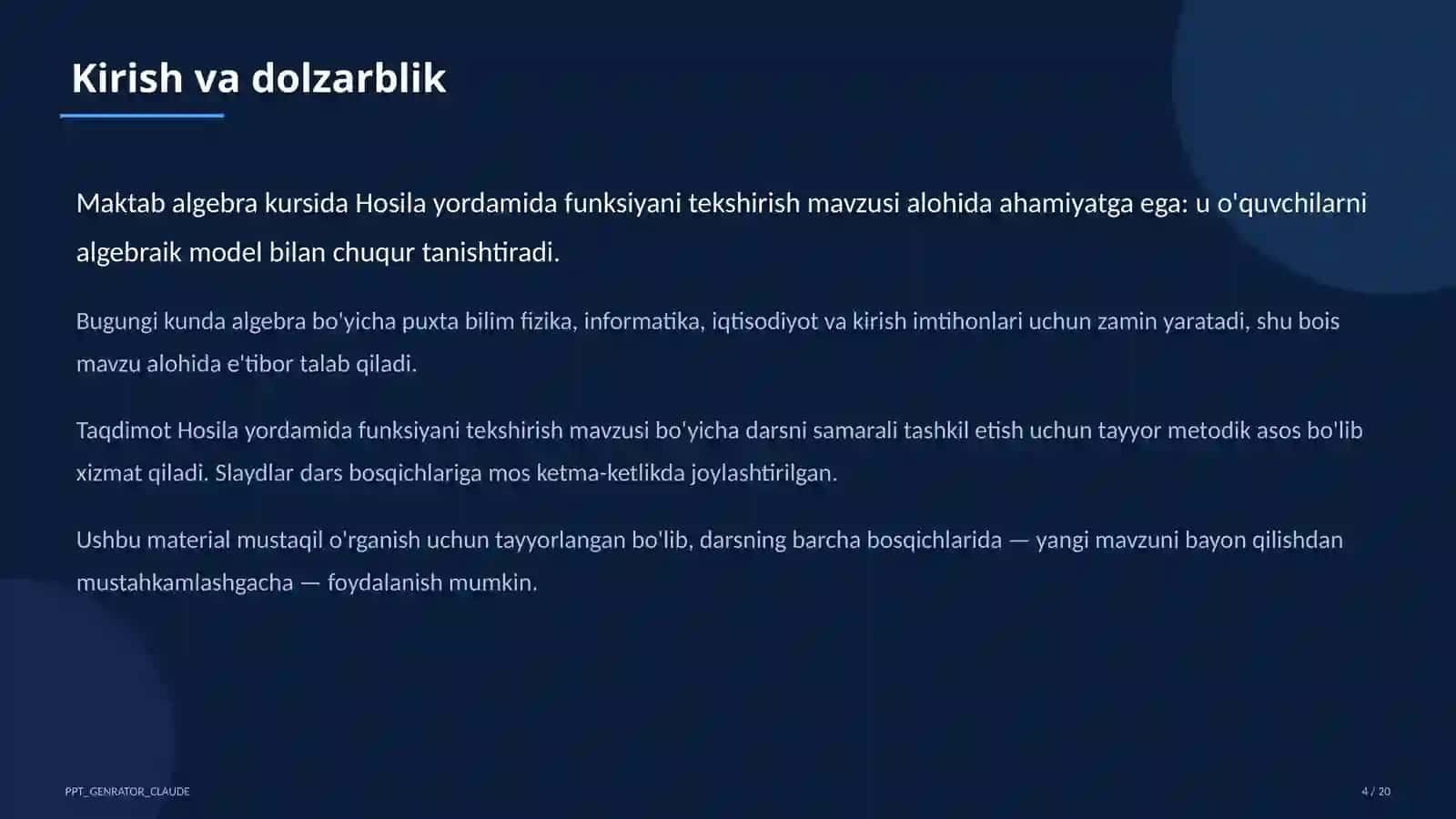 Hosila yordamida funksiyani tekshirish (11-sinf) 4