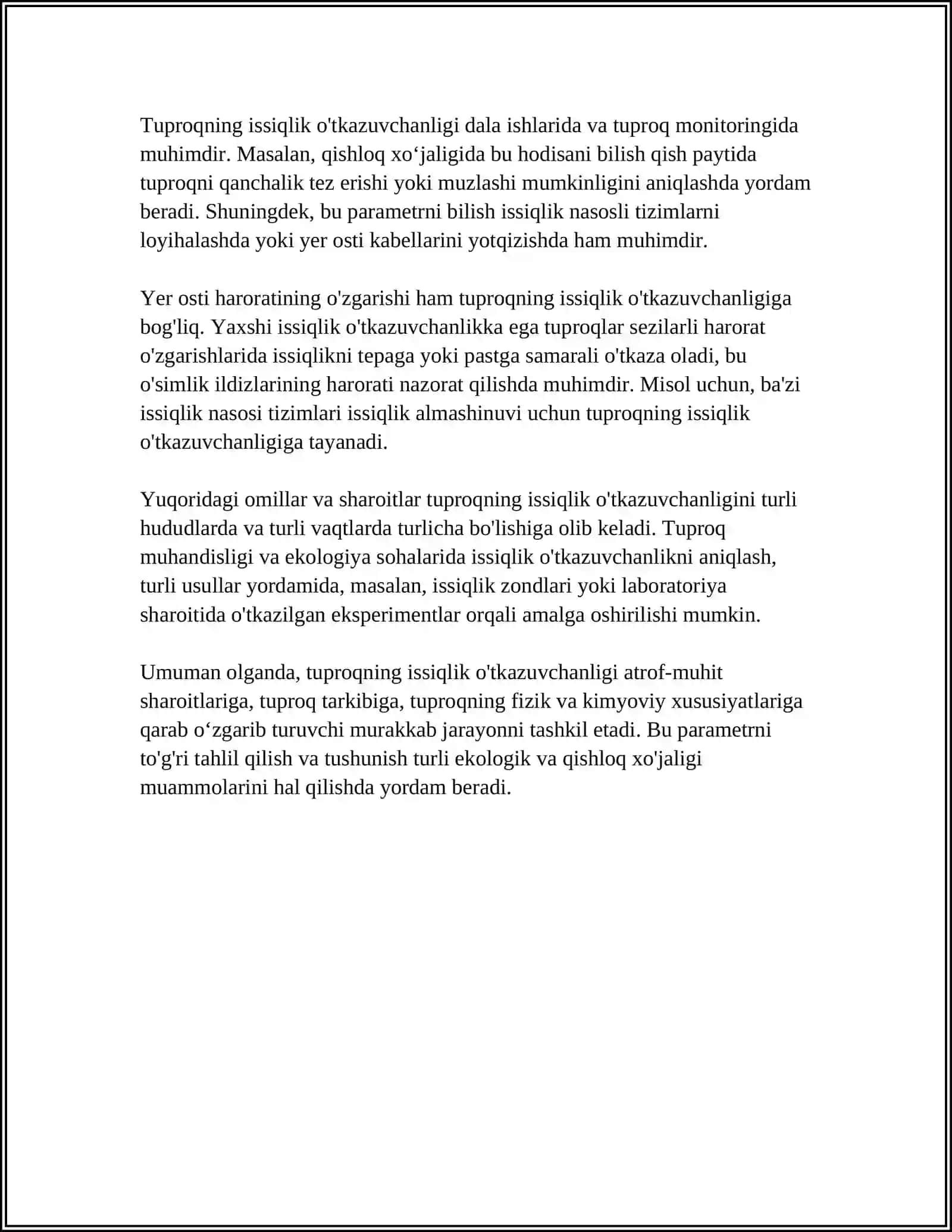 Tuproqning Issiqlik O'tkazuvchanligi 4
