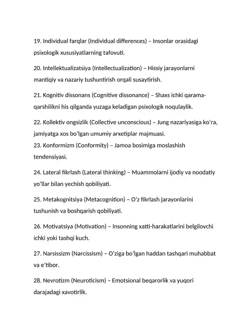 Shaxs psixologiyasi bo'yicha glossariy 4