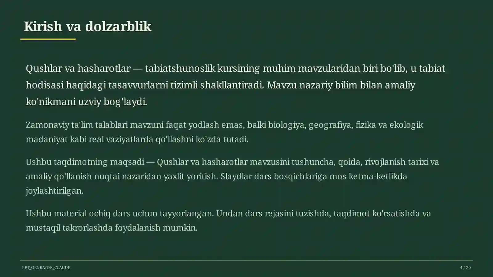 Qushlar va hasharotlar (2-sinf) 4
