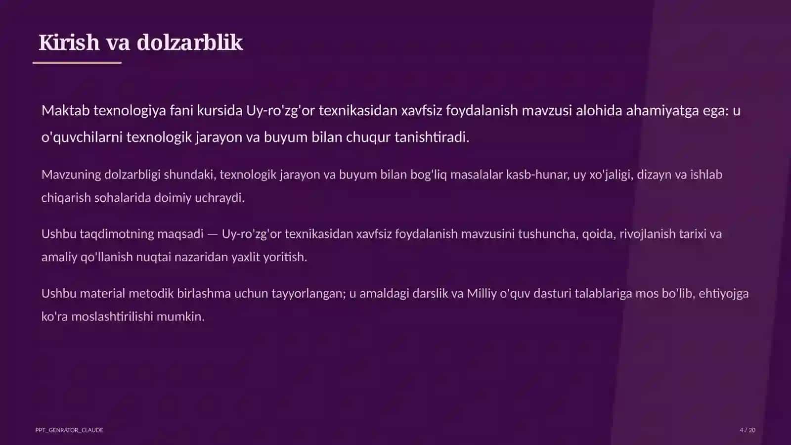 Uy-ro'zg'or texnikasidan xavfsiz foydalanish (7-sinf) 4