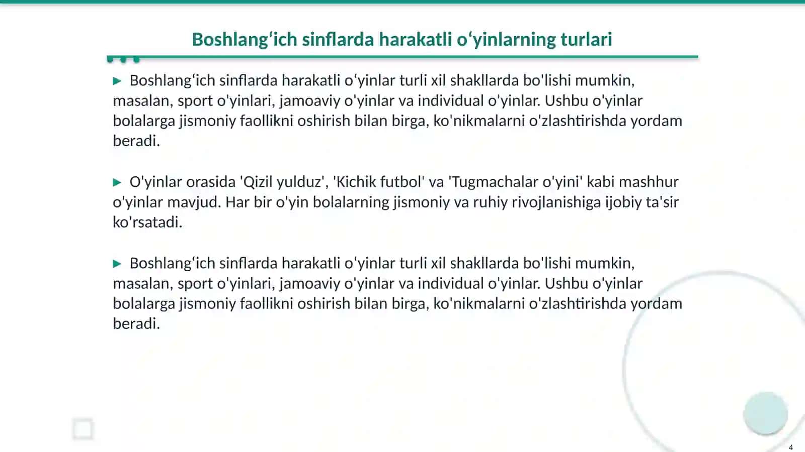 Boshlangʻich sinflarda harakatli oʻyinlar va uning shakllari 4