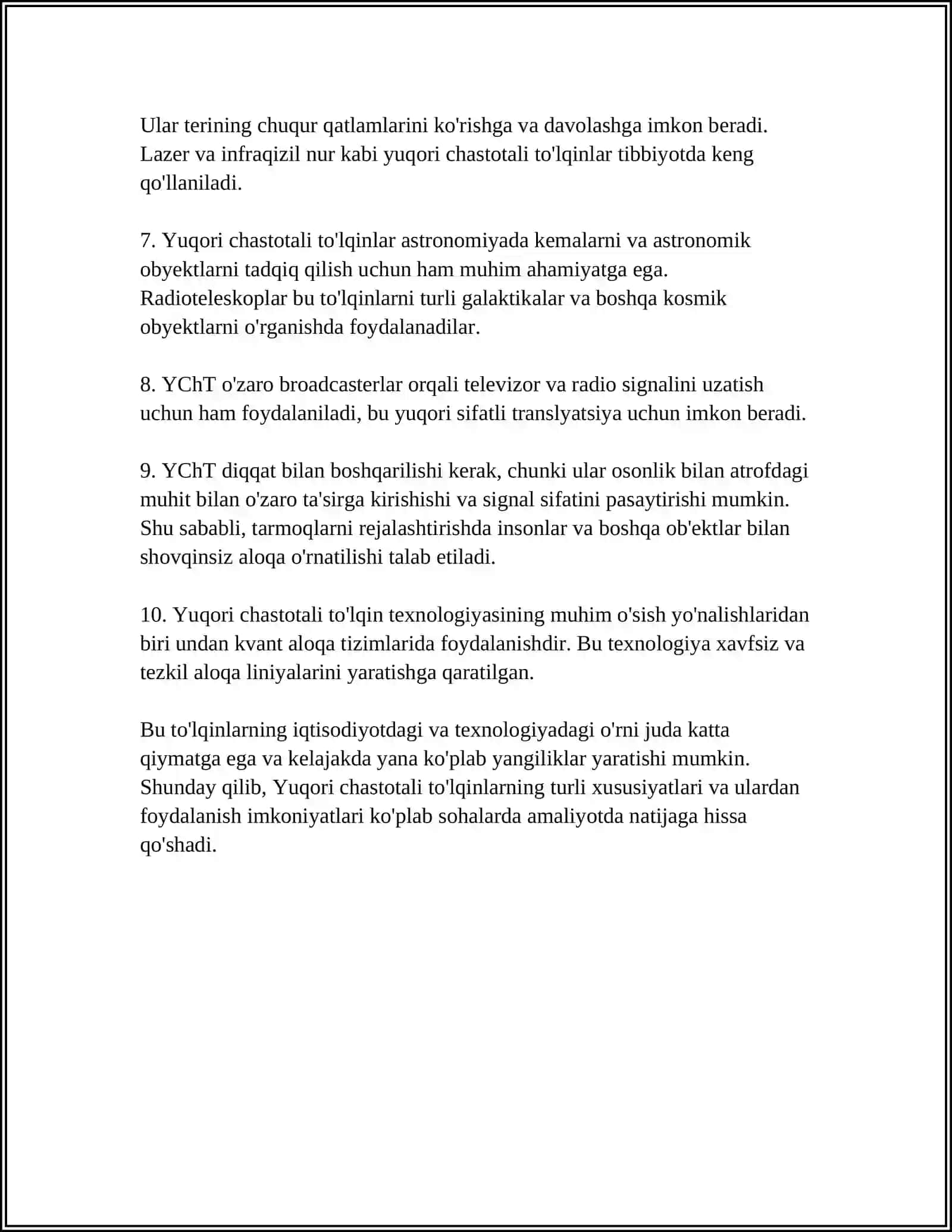 PAST VA YUQORI CHASTOTALI FIZOTERAPEVTIK APPARATLAR.ULARNI ISHLASHINING FIZIK ASOSLARI 4