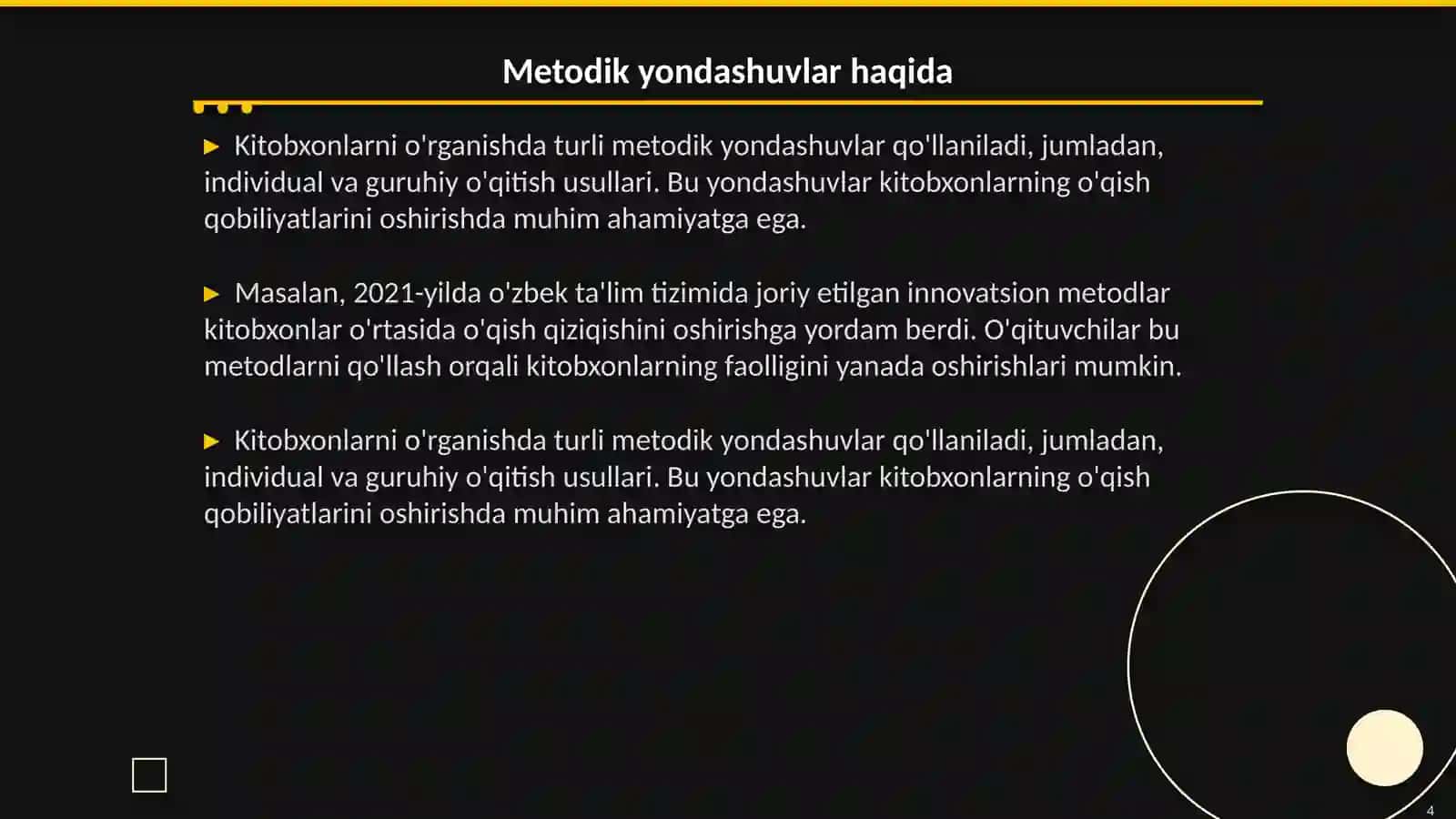 Kitobxonlarni o'rganish metodikasi 4