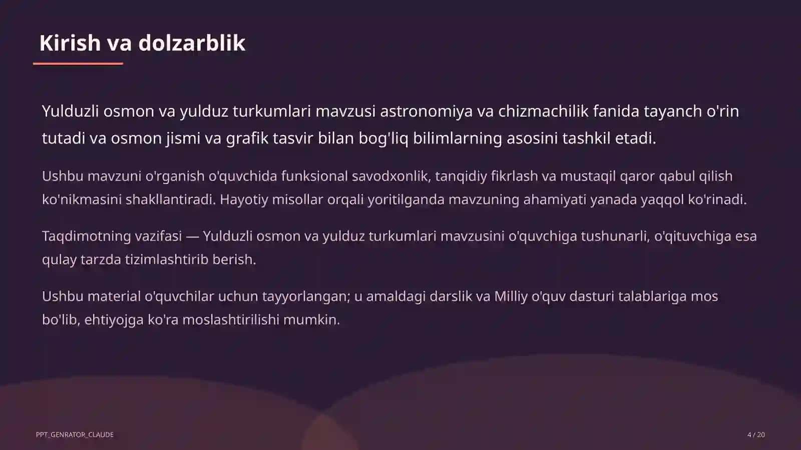 Yulduzli osmon va yulduz turkumlari (8-sinf) 4