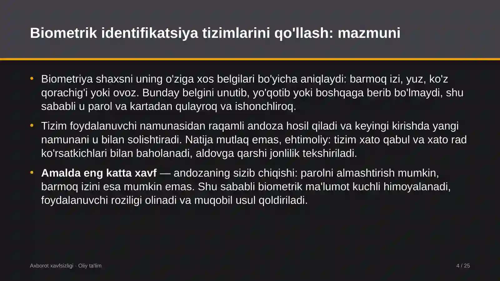 qo'riqlash xizmatlarida biometrik identifikatsiya tizimlarini qo'llash 5328 4