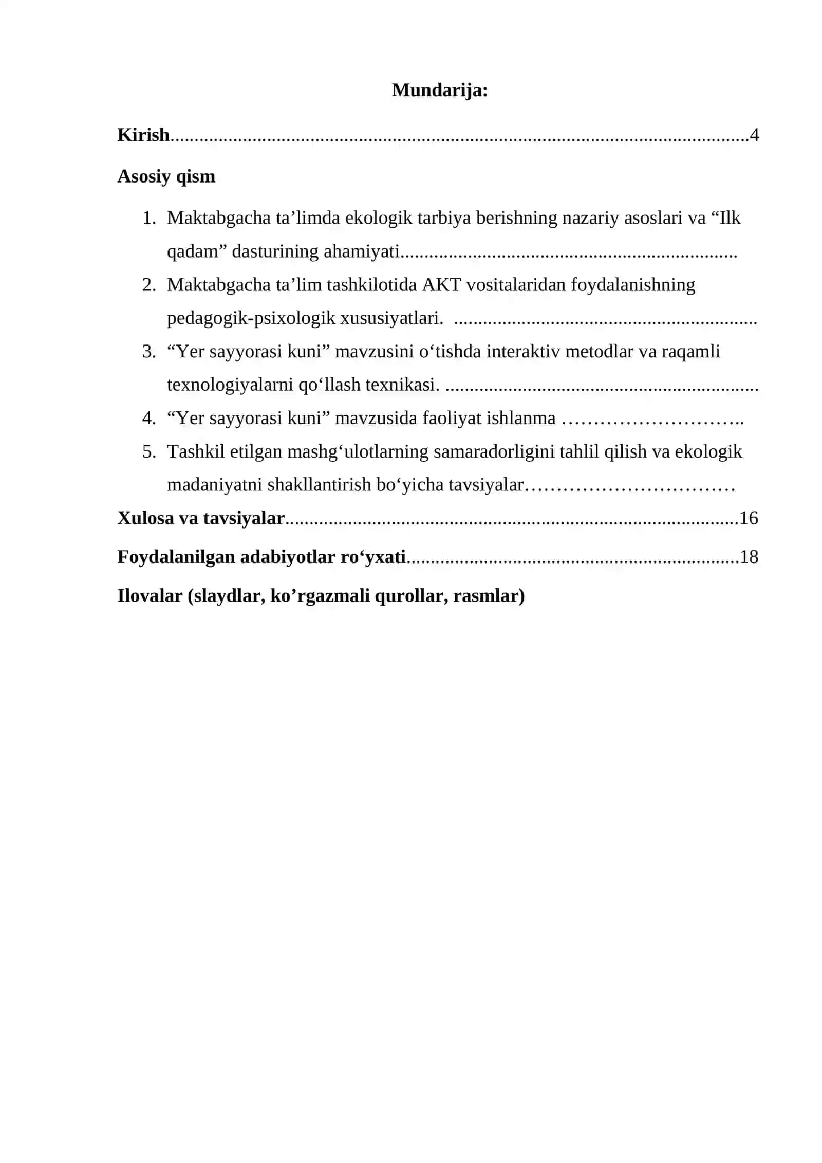 MAKTABGACHA TA’LIM TASHKILOTI TARBIYACHILARI MALAKA OSHIRISH KURSI (rivojlantiruvchi) 4