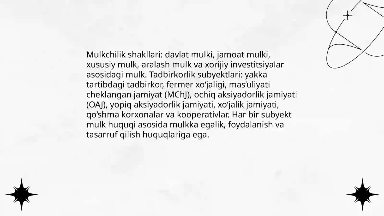 Mulk huquqi tadbirkorlik faoliyatining asosi sifatida 4