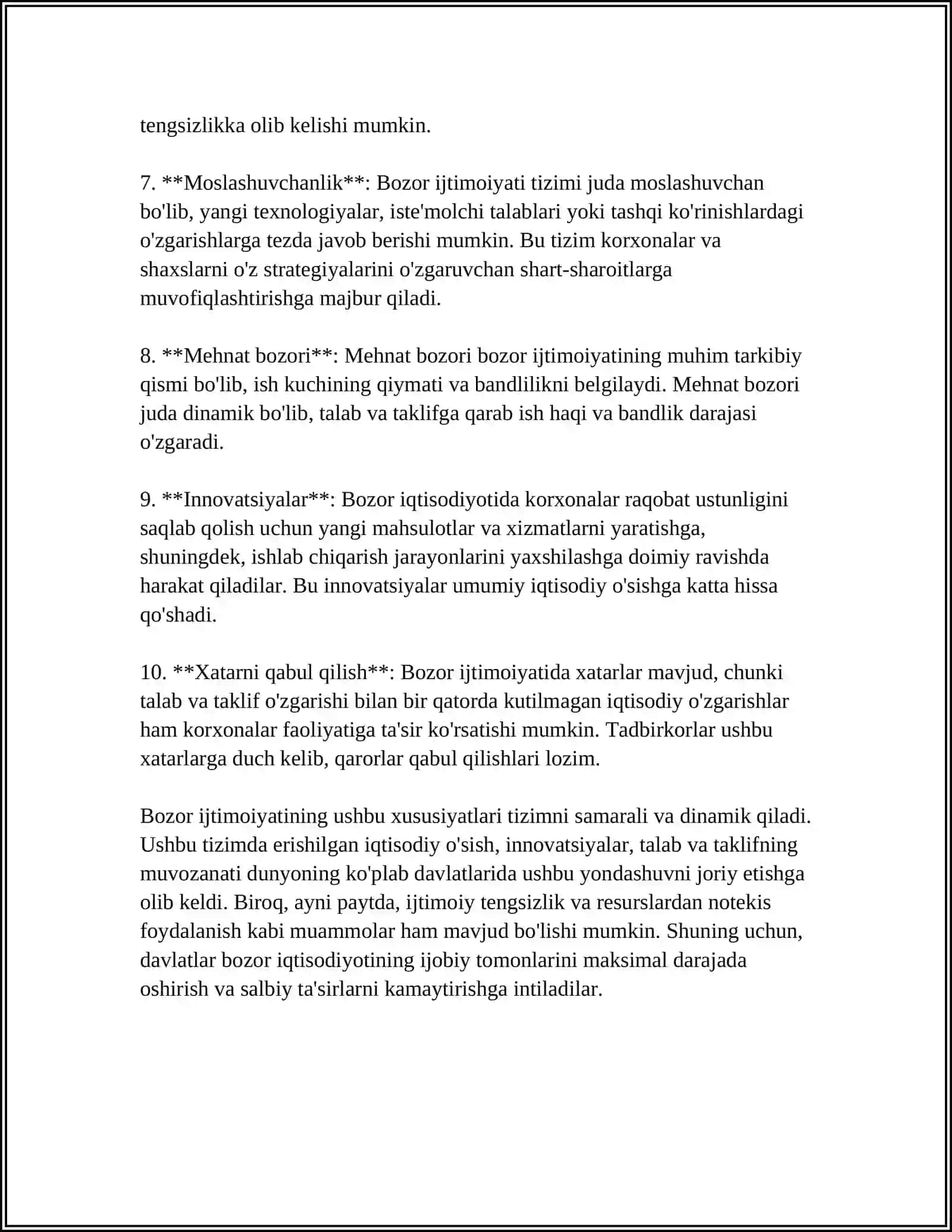 7. BOZOR IQTISODIYOTIGA MUQOBIL SOTSIALISTIK YO'NALISHNING MOHIYATI VA UNING TARIXIY AHAMIYATI 4