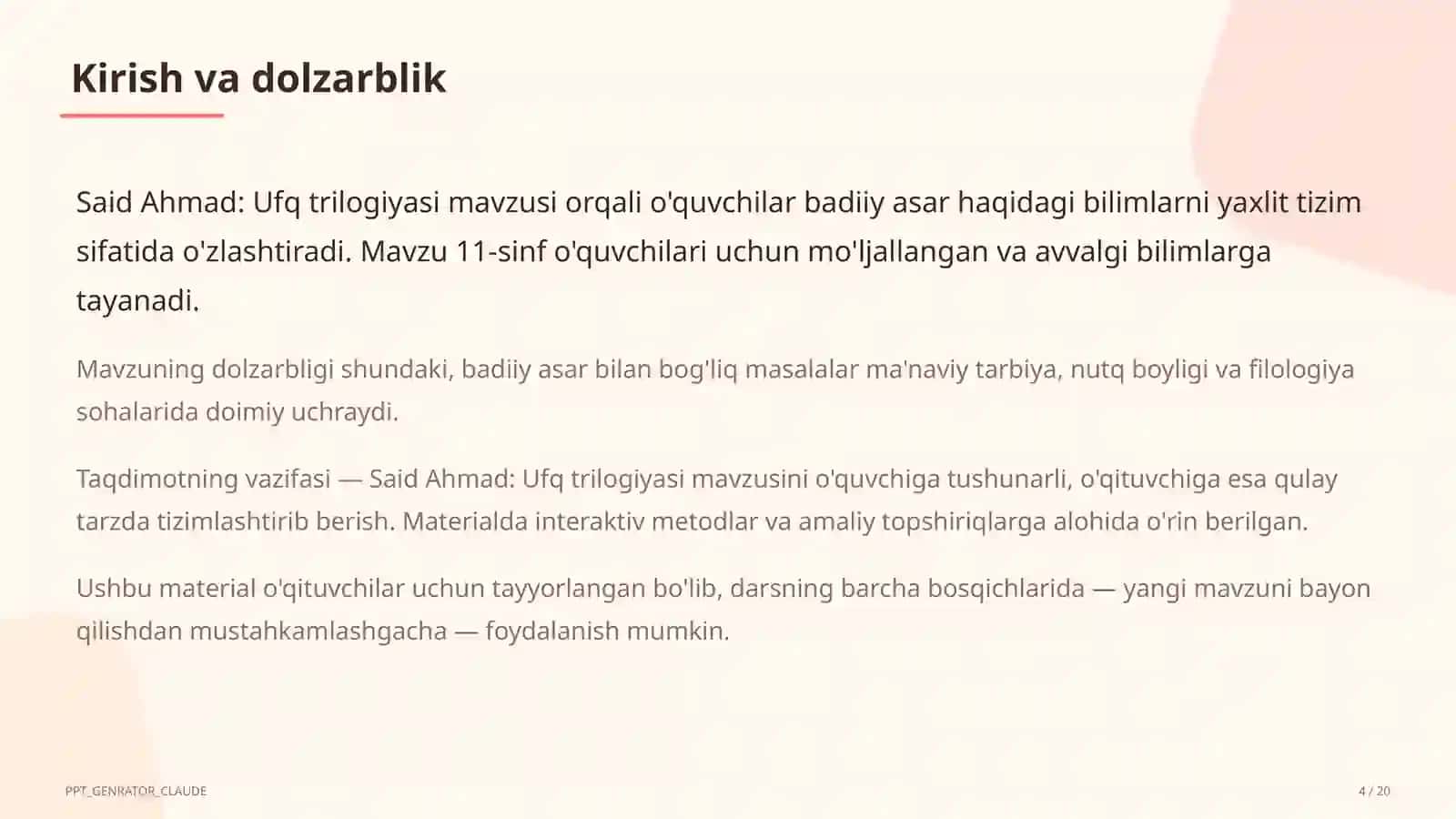 Said Ahmad: Ufq trilogiyasi (11-sinf) 4