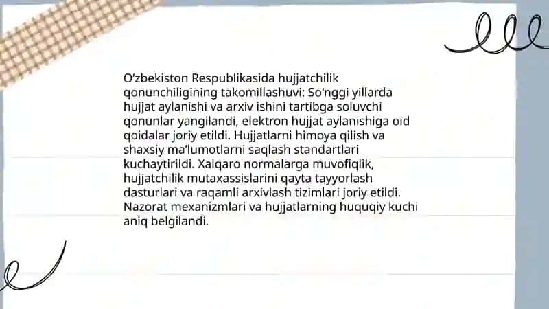 O‘zbekiston Respublikasida hujjatchilikning takomillashuvi 4