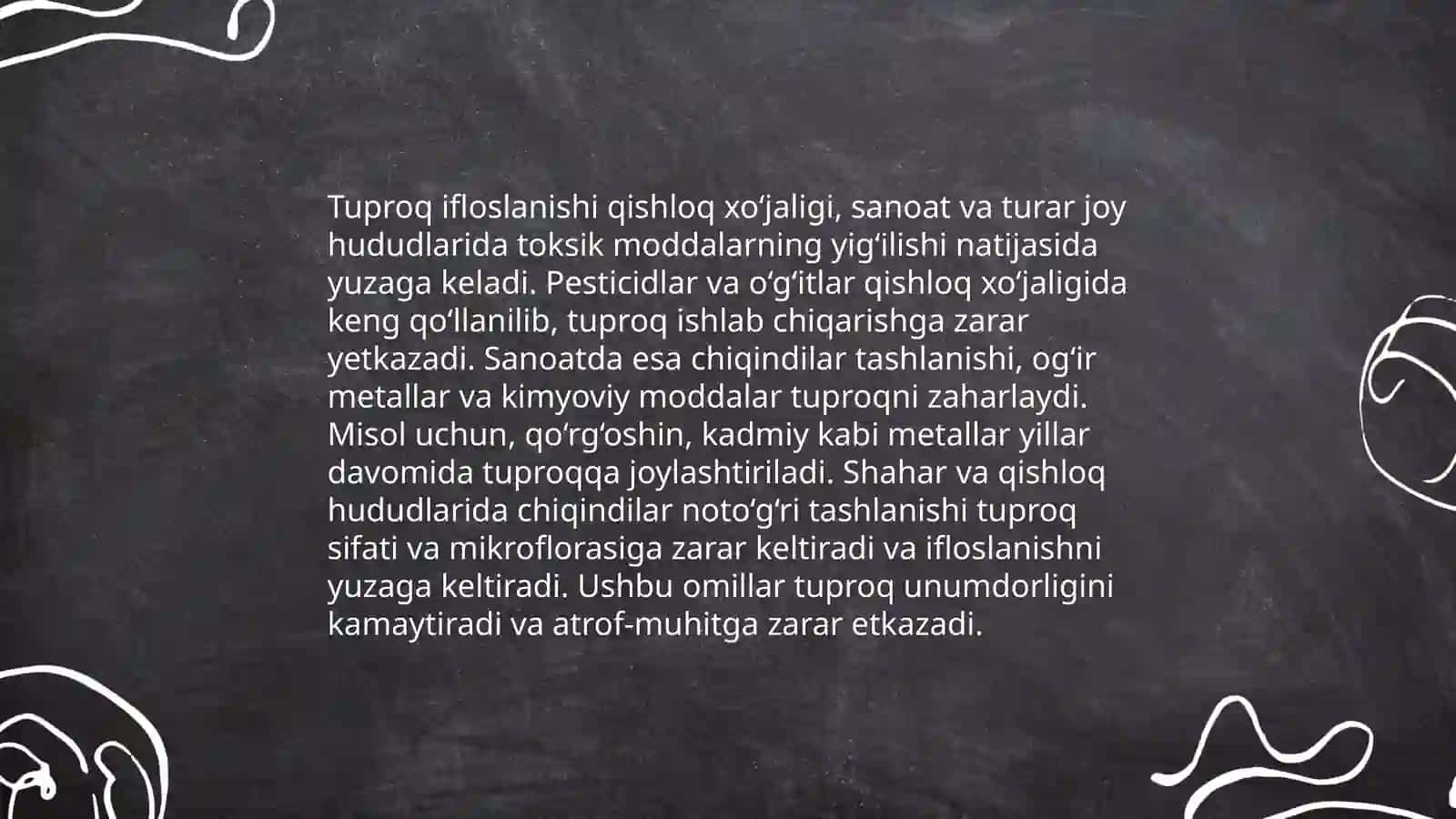 Tuproq, suvning ifloslanishida ion bog'lanishli birikmalarni aniqlab ulardan tozalash g'oyasini ishlab chiqish 4