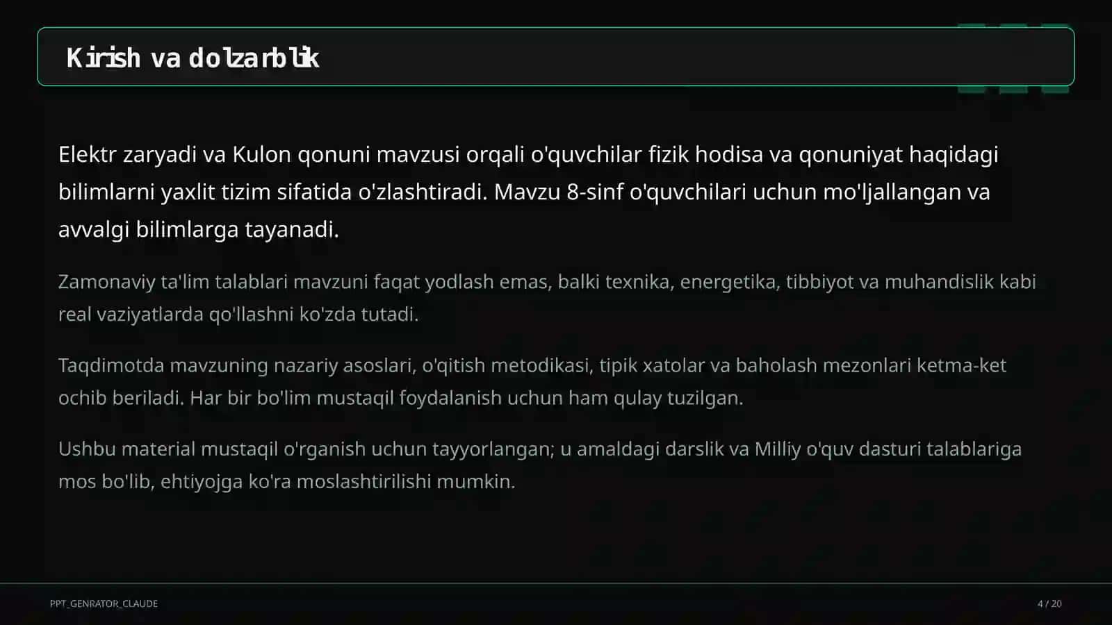 Elektr zaryadi va Kulon qonuni (8-sinf) 4