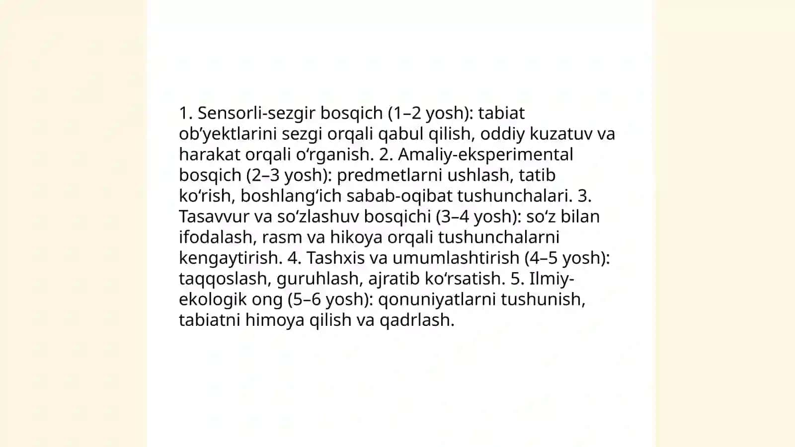 Maktabgacha taʼlimda bolalarni tabiat bilan tanishtirishning nazariy asoslari va tabiat haqida tushuncha 4