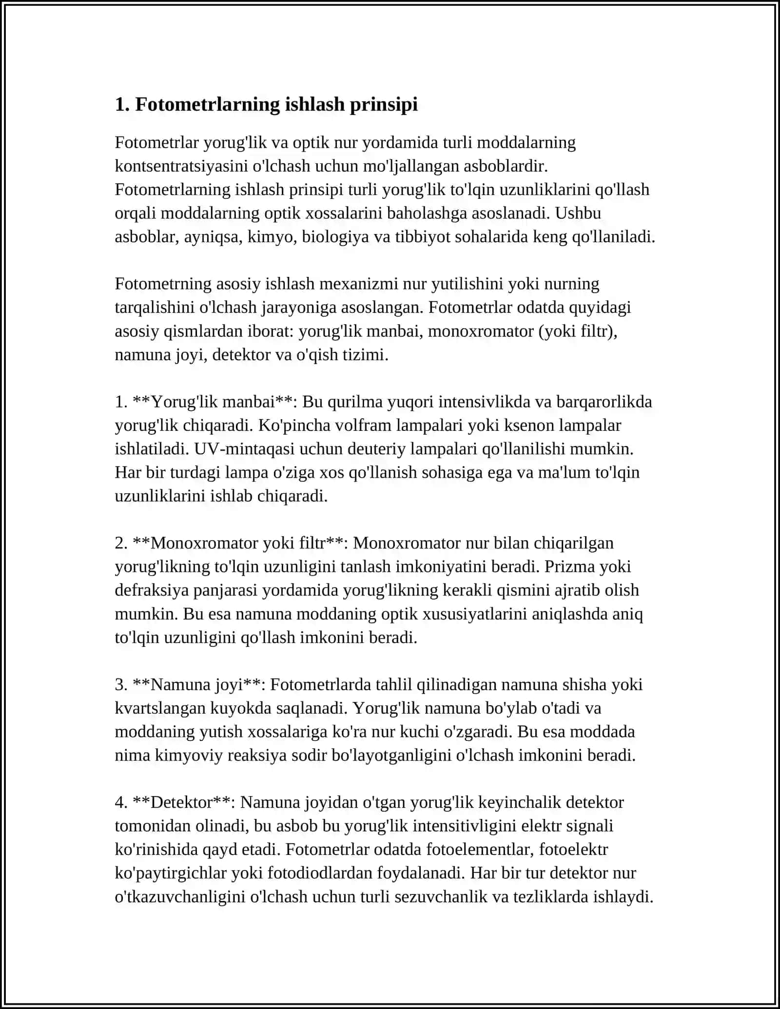 FOTOMETRLAR, SPEKTRAL CHIZIQLAR KENGLIGI, REFRAKTOMETRNING TUZILISHI VA ISHLASH PRINSIPI 4