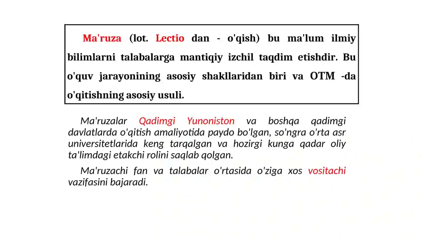 Ma`ruza va seminar mashg‘ulotlari 4