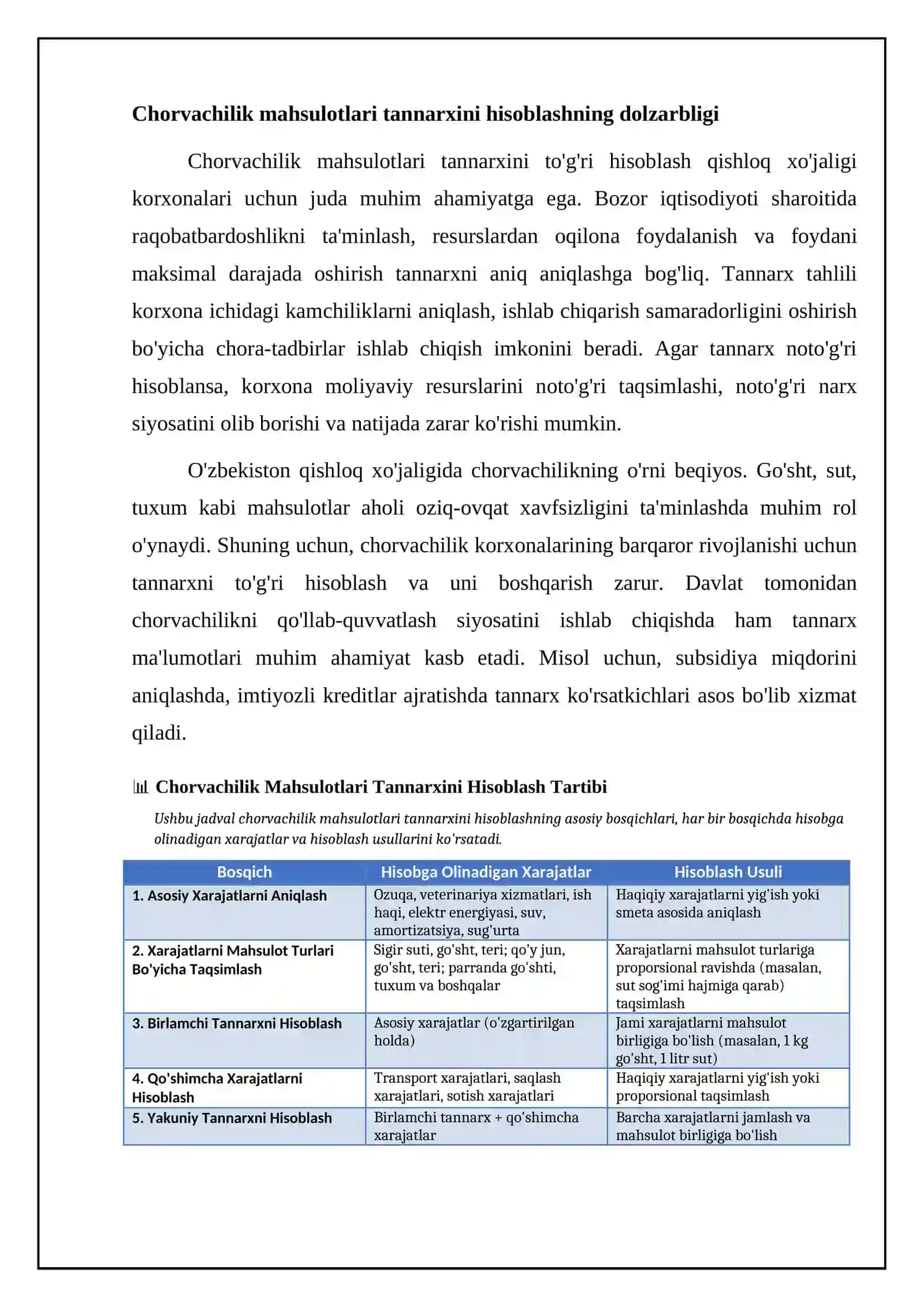 Chorvachilik mahsulotlari tannarxini hisoblash tartibi 4