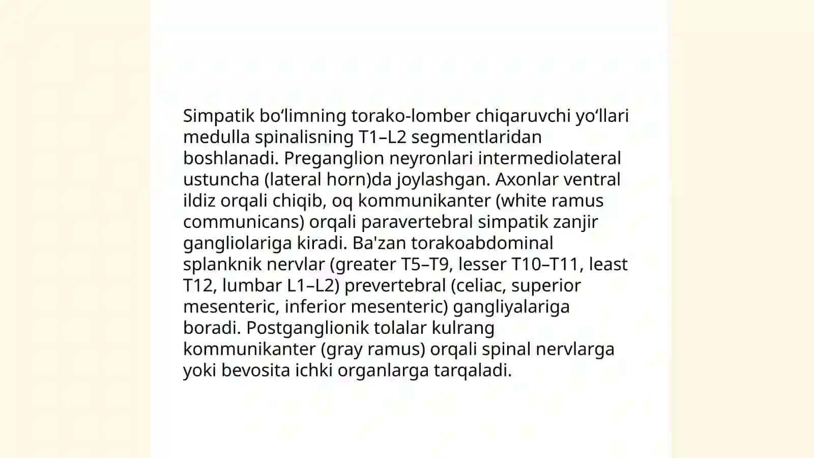 Vegetativ asab tizimining anatomiyasi va fiziologiyasi 4