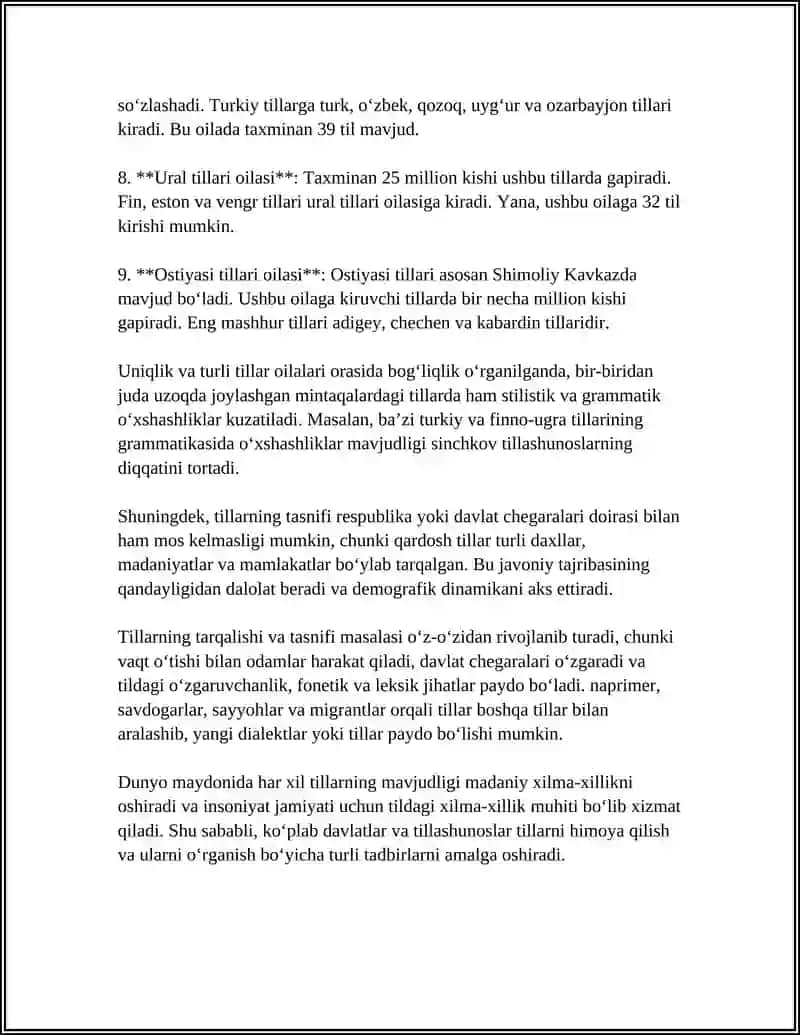 DUNYO TILLAR TASNIFI VA TURKIY TILLAR OILASI 4
