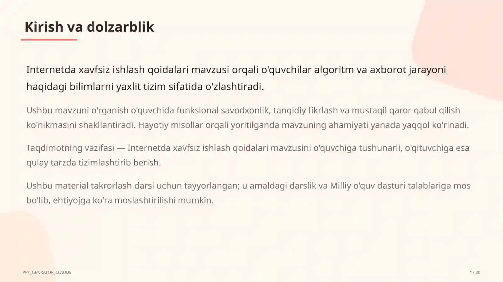 Internetda xavfsiz ishlash qoidalari (5-sinf) 4