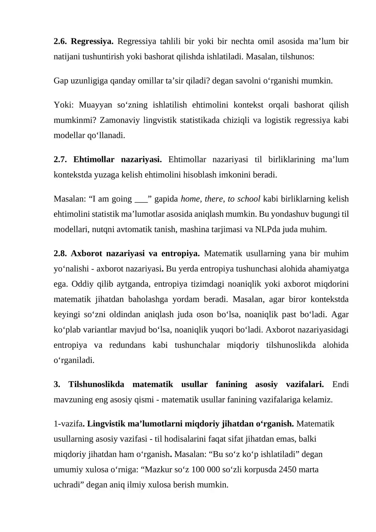 Tilshunoslikda matematik usullar fanining asosiy vazifalari 4