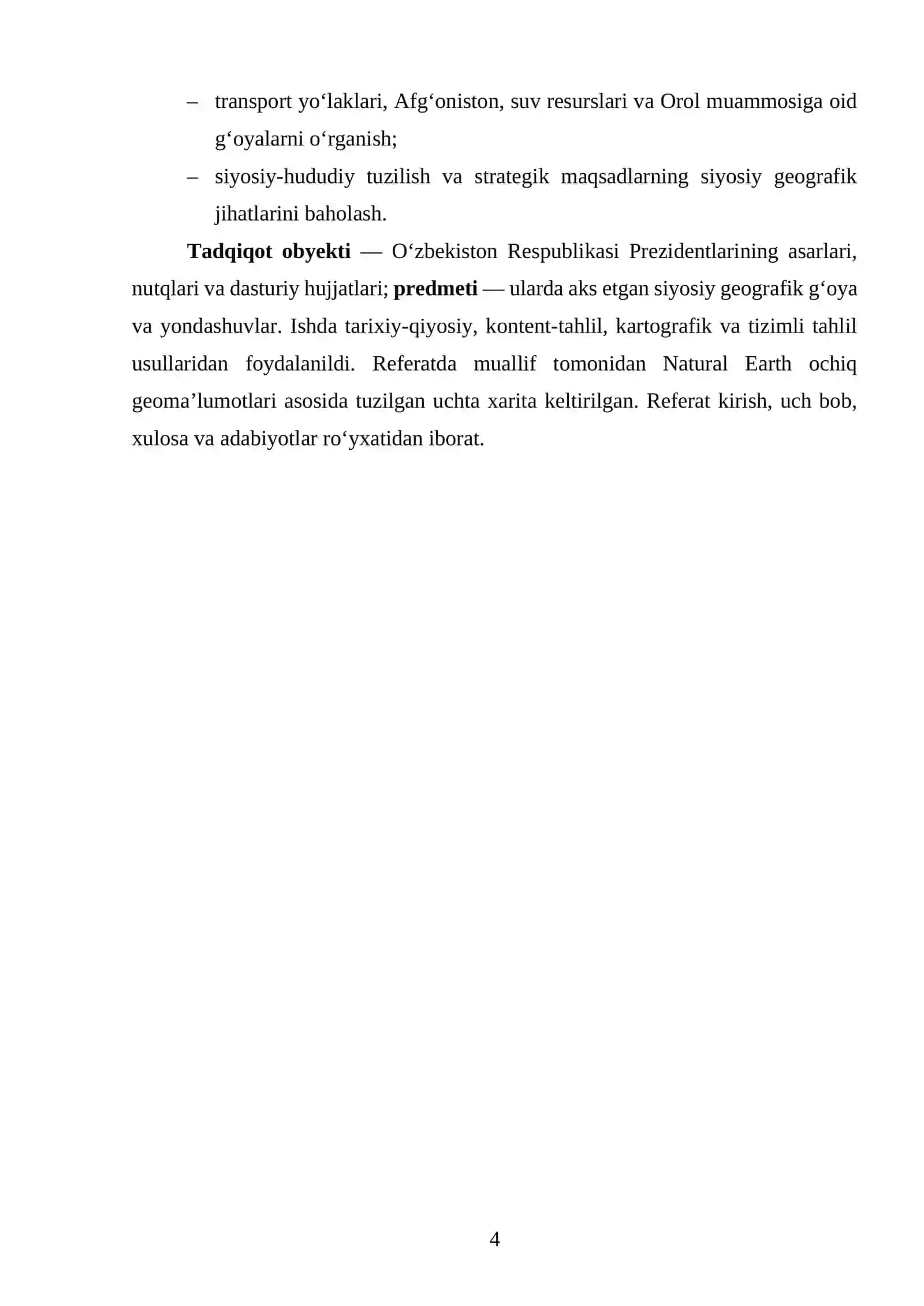 prezident asarlarida siyosiy geografik masalalar referat 4