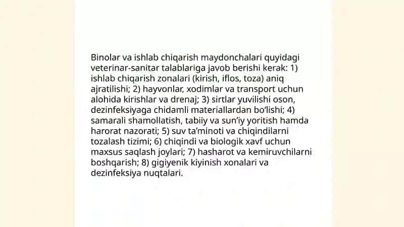 Go'sht kombinatlari, go'shtxona va so'yish maydonchasining veterinariya sanitariyasi 4