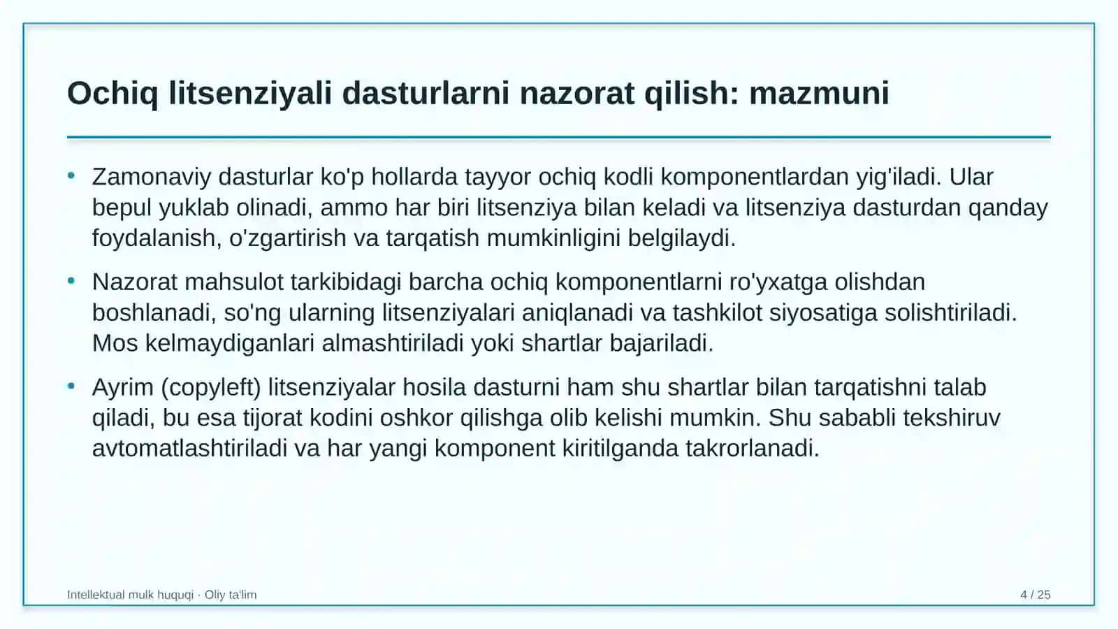 Intellektual mulk huquqi · OLIY TA'LIM 4