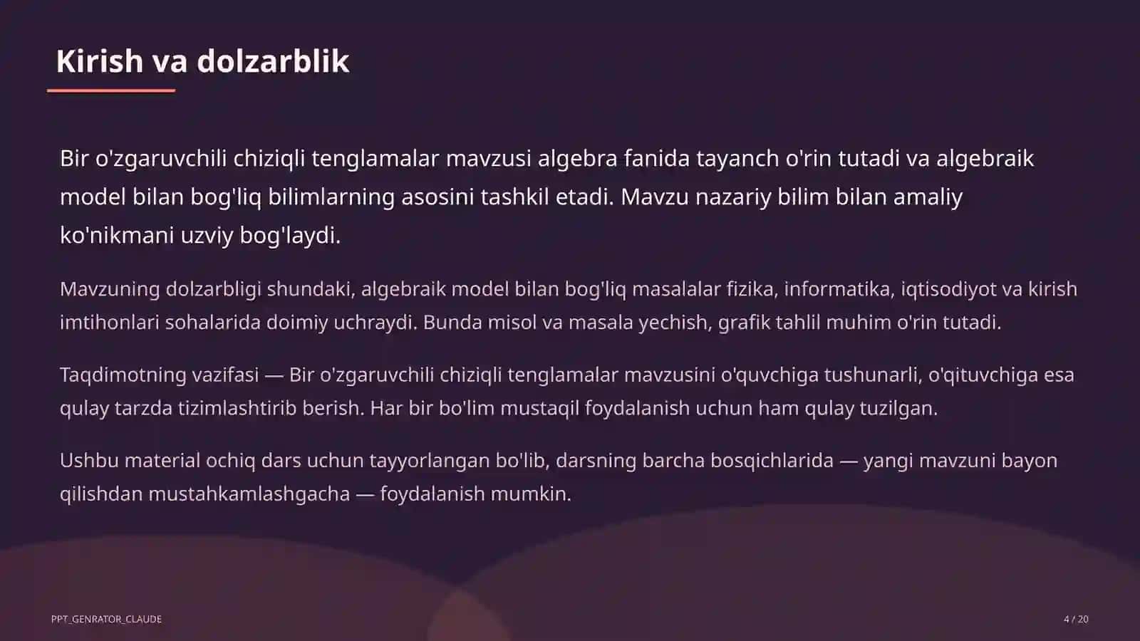 Bir o'zgaruvchili chiziqli tenglamalar (7-sinf) 4