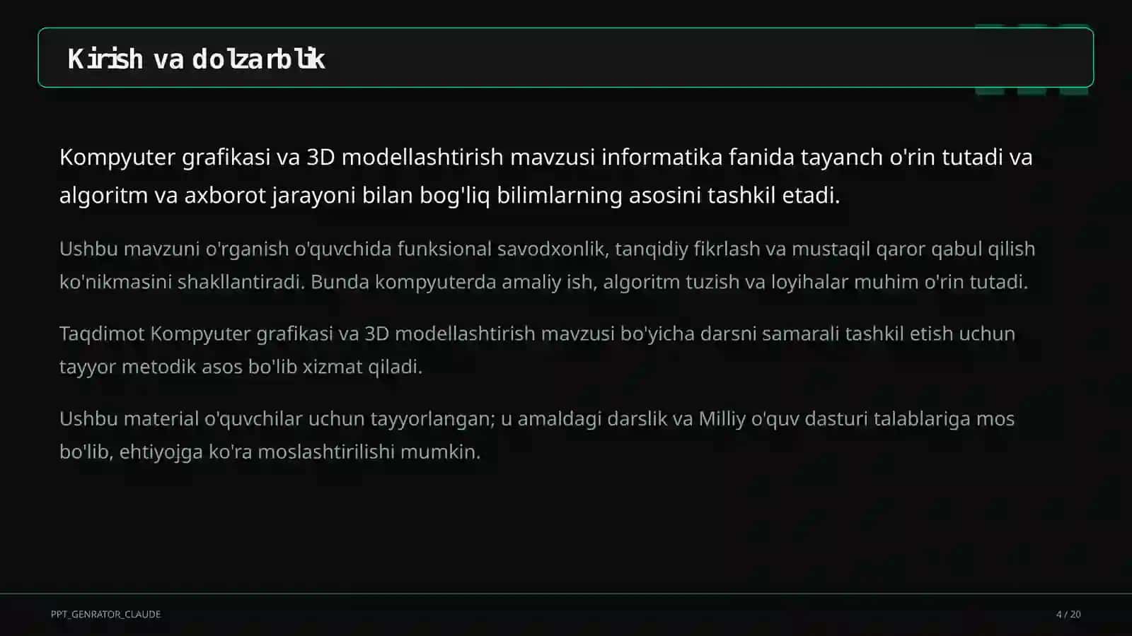 Kompyuter grafikasi va 3D modellashtirish (10-sinf) 4