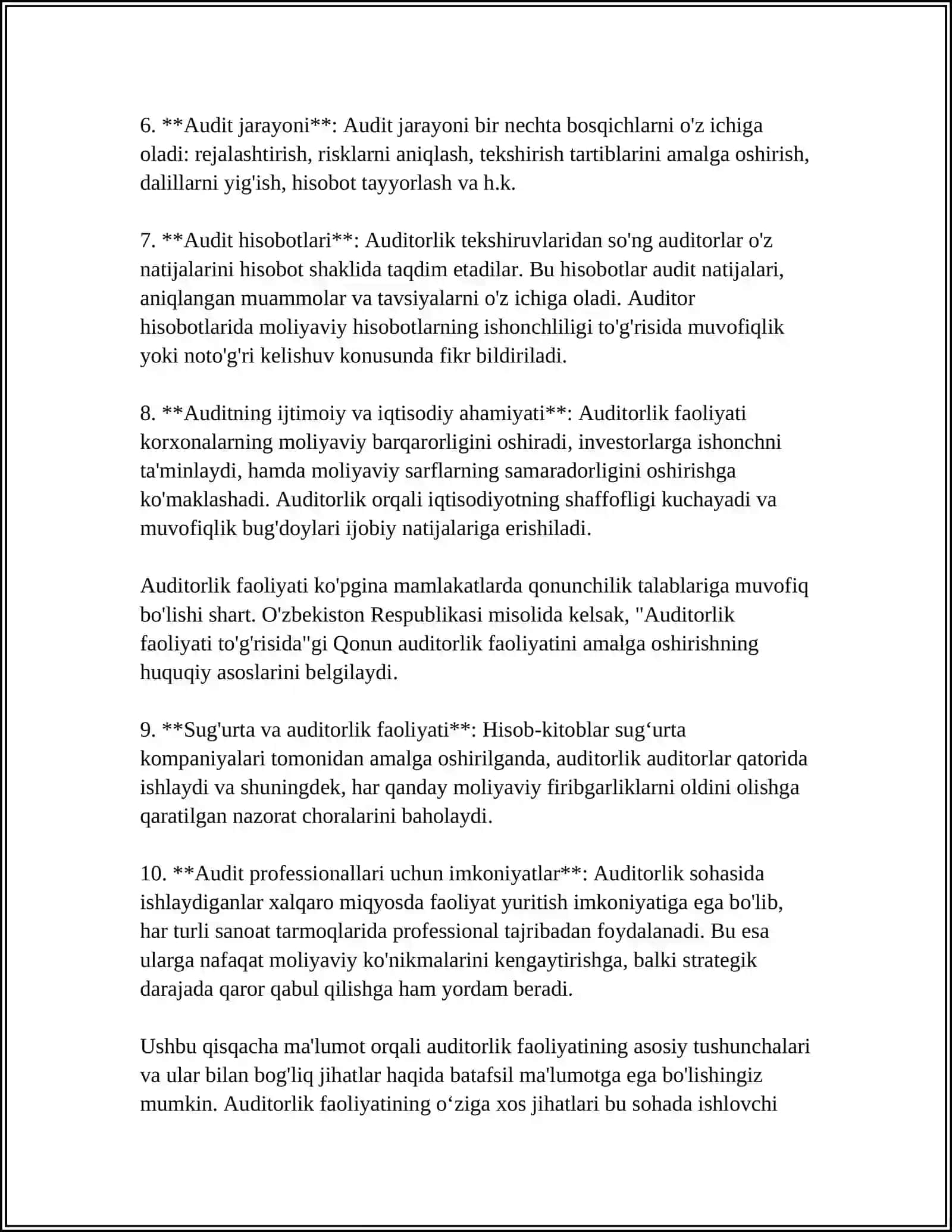 O‘ZBEKISTONDA AUDITORLIK FAOLIYATINI MEʼYORIY-HUQUQIY TARTIBGA SOLISH TIZIMI VA UNING ELEMENTLARI 4