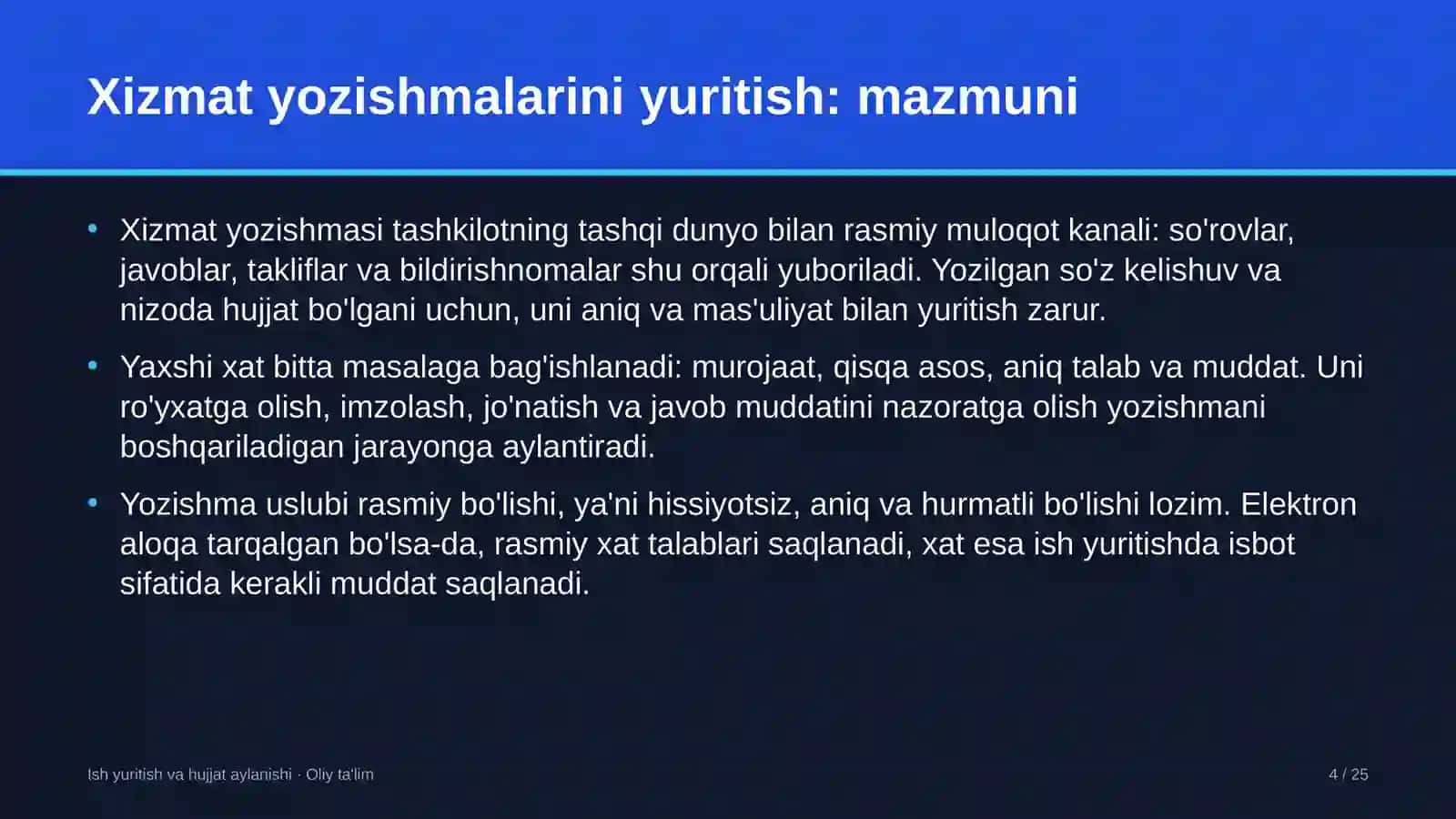 matbuot xizmatlarida xizmat yozishmalarini yuritish 9848 4