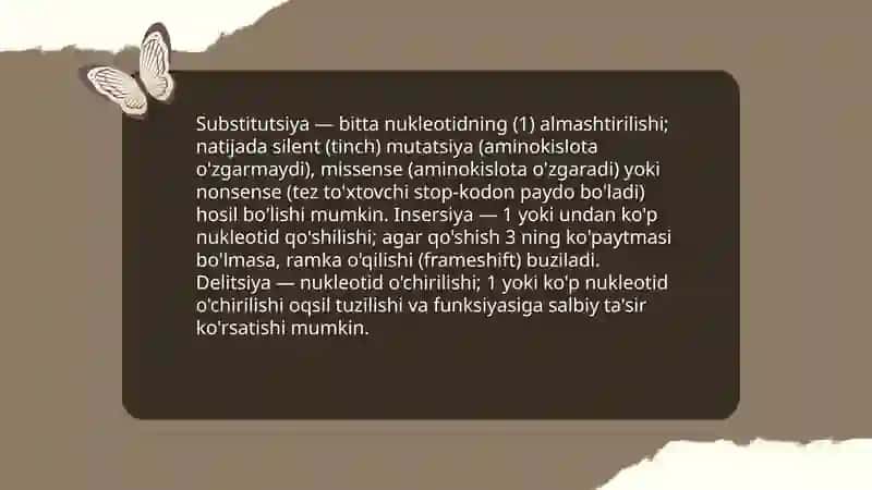 Mutatsiyalar tasnifini keltirish 4